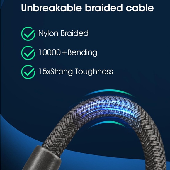 USB C to USB C Cable,100W 5A Super Fast Charger cable (2 pack) - Picture 2 of 6